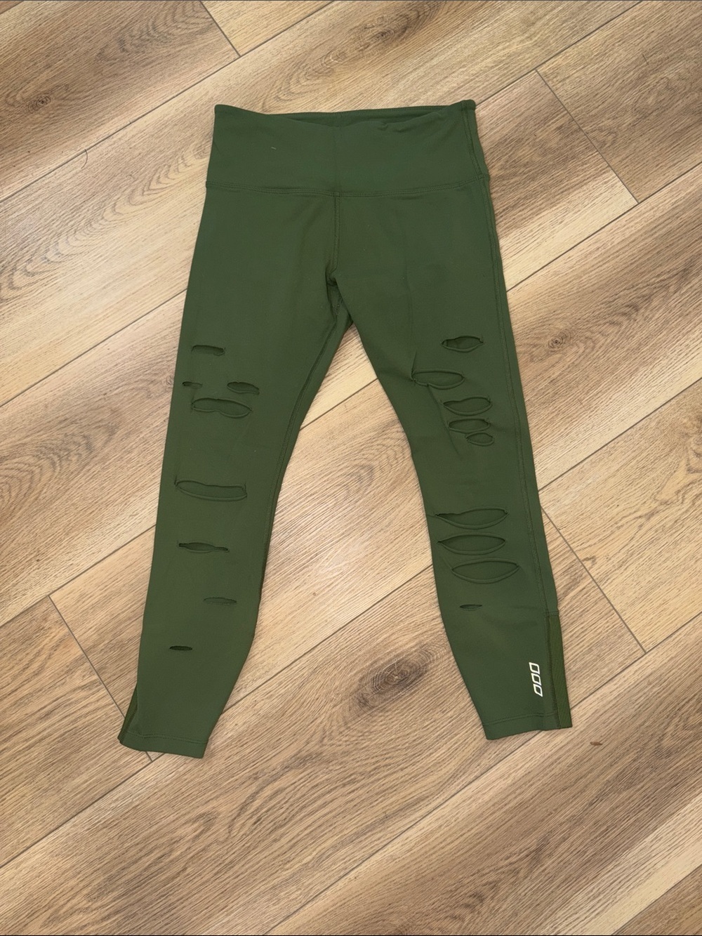 Lorna Jane Army Green Cut Out Leggings Size Small